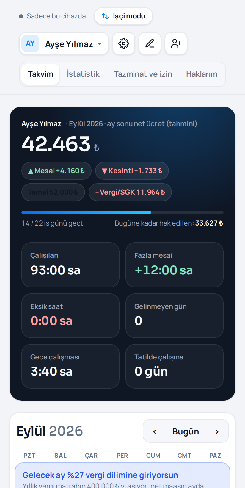 Mesaivo telefon görünümü